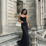 Justine | Robe Maxi Fleurie à Bretelles Croisées Noire