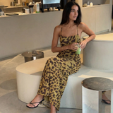 Inès | Nuisette longue élégante à imprimé léopard en chiffon léger