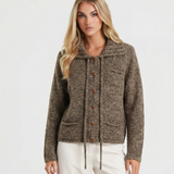 Léa | Cardigan court en tricot marbré au style décontracté