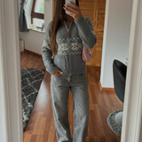 Anaïs | Cardigan en maille épaisse zippé à motif flocons