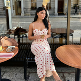 Juliette | Robe maxi corset satin à motif cœur
