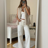 Anaïs | Gilet sans col en fausse fourrure douce