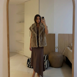Chloé | Gilet sans manches en fausse fourrure avec col châle