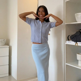 Florence | Haut polo à manches courtes en tricot texturé délicat
