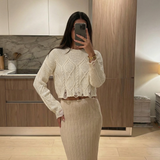 Élodie | Pull court en maille torsadée au style décontracté