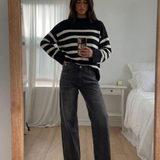Élodie | Pull en Maille Rayée Coupe Décontractée