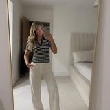 Phoebe | Haut Polo Rayé en Tricot Côtelé Flatteur