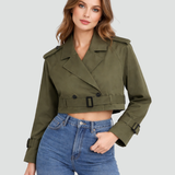 Manon | Trench-coat court pour femme en coton à coupe régulière 2.