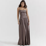 Olivia | Robe maxi en satin élégante avec lien dans le dos