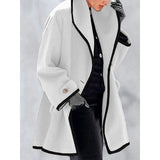 Nadège | Manteau femme en laine à bordure contrastante
