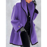 Nadège | Manteau femme en laine à bordure contrastante