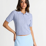Florence | Haut polo à manches courtes en tricot texturé délicat
