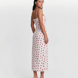 Juliette | Robe maxi corset satin à motif cœur