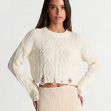 Élodie | Pull court en maille torsadée au style décontracté