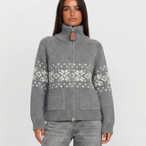 Anaïs | Cardigan en maille épaisse zippé à motif flocons
