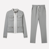 Claire | Ensemble féminin avec veste zippée et pantalon contrasté