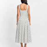 Hélène | Robe Midi d’Été à Pois Blancs Élégante