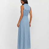 Romane | Robe Maxi en Jean Bleu Clair Sans Manches