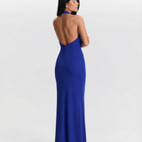 Lucie | Robe maxi halter élégante à boutons dorés