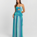 Joséphine | Robe Maxi Bleu Ombré Sans Bretelles