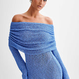 Doriane | Robe mini tricotée off-shoulder transparente