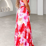 Marélyne | Robe asymétrique plissée à imprimé floral