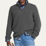 Loïc | Pull homme en laine mérinos avec demi-zip