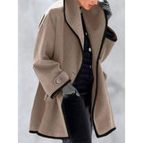 Nadège | Manteau femme en laine à bordure contrastante