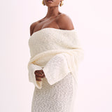 Orélia | Robe Maxi Bouclée Épaules Dénudées