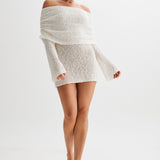 Doriane | Robe mini tricotée off-shoulder transparente