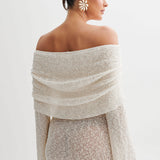 Doriane | Robe mini tricotée off-shoulder transparente