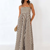 Lucienne | Robe de soirée maxi à rayures élégantes