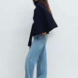Laurence | Cape femme élégante avec ceinture et col haut