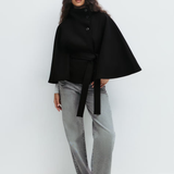 Laurence | Cape femme élégante avec ceinture et col haut