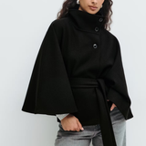 Laurence | Cape femme élégante avec ceinture et col haut