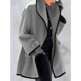 Nadège | Manteau femme en laine à bordure contrastante