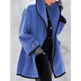 Nadège | Manteau femme en laine à bordure contrastante