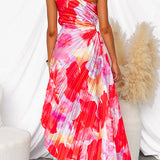 Marélyne | Robe asymétrique plissée à imprimé floral