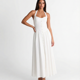 Manon | Robe halter élégante midi en coton premium