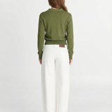 Margot | Pull Polo Tricoté à Col Olive Vert Sans Effort