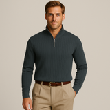 Noé | Pull homme côtelé avec col zippé élégant