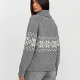 Anaïs | Cardigan en maille épaisse zippé à motif flocons