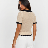 Ivy | Polo à manches courtes en crochet respirant avec nœud devant
