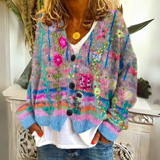 Isaline | Gilet bohème multicolore à broderie florale
