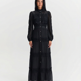Aurélie | Robe maxi fluide à détails en dentelle
