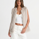 Anaïs | Gilet sans col en fausse fourrure douce