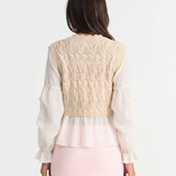 Élise | Gilet Court en Tricot à Câbles