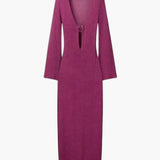 Veléora | Robe longue en maille violette à col V