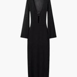 Veléora | Robe longue en maille violette à col V