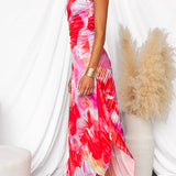 Marélyne | Robe asymétrique plissée à imprimé floral